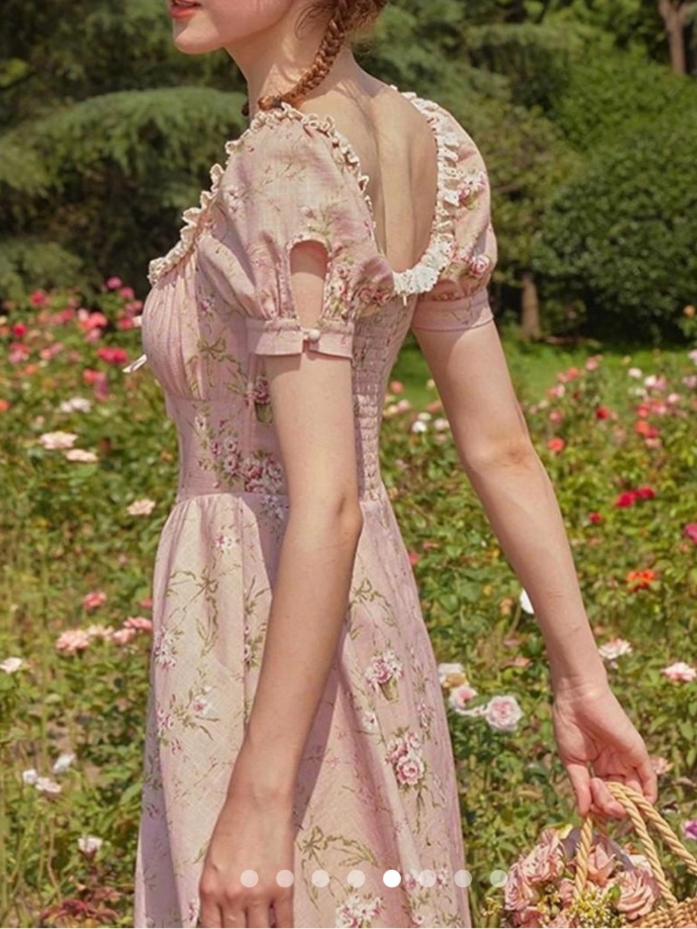 NWT Lacemade Vintage-Inspired Pink Floral Midi Dress with Ruffle Details size M - Picture 2 of 11